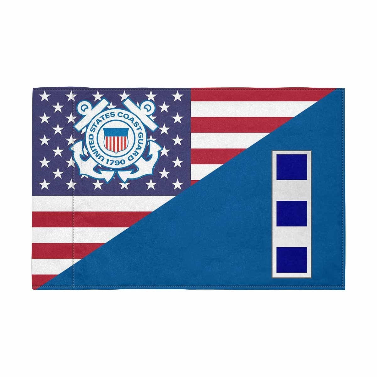 USCG W-4 Motorcycle Flag 9" x 6" Twin-Side Printing D01-MotorcycleFlag-USCG-Veterans Nation