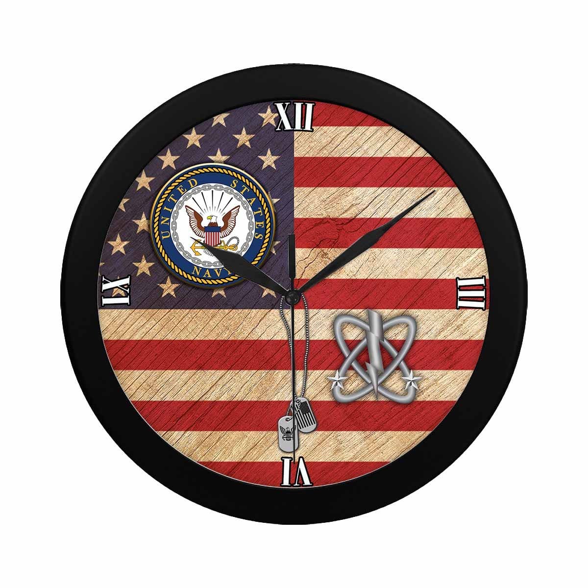 US Navy Electronics Warfare Technician Navy EW Wall Clock-WallClocks-Navy-Rate-Veterans Nation