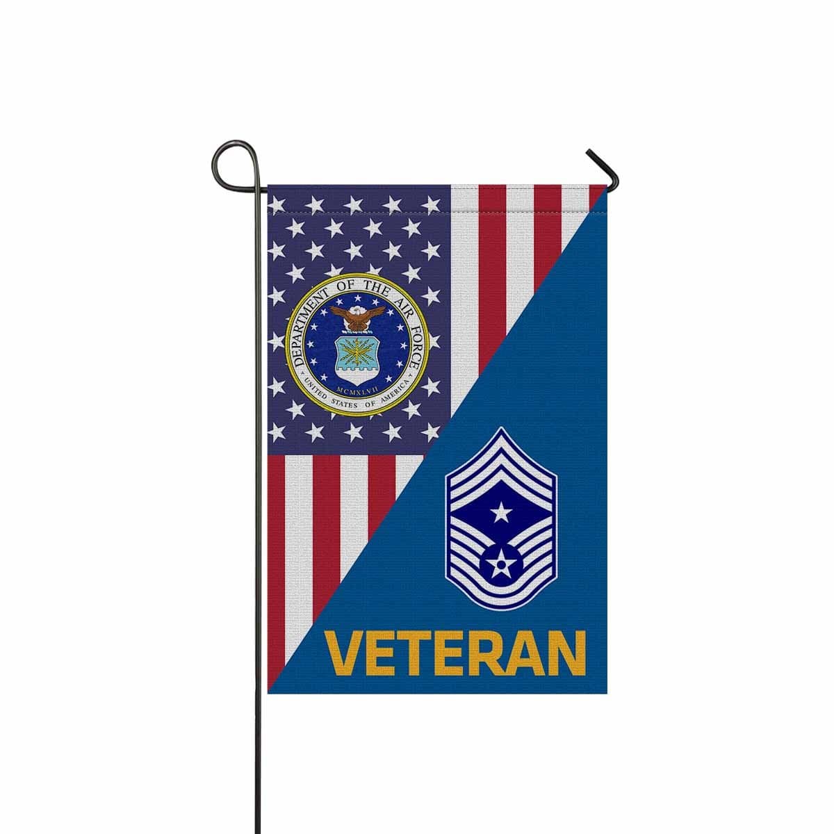 US Air Force E-9 Command Chief Master Sergeant CCM E9 Noncommissioned Officer Veteran Garden Flag/Yard Flag 12 inches x 18 inches Twin-Side Printing-GDFlag-USAF-Ranks-Veterans Nation