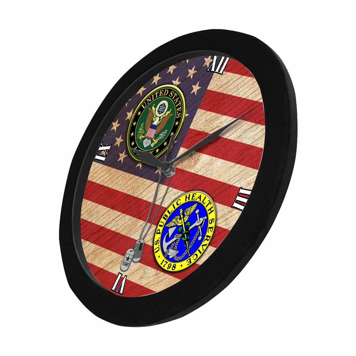 US Army Public Health Service Black Wall Clock-WallClocks-Army-Branch-Veterans Nation