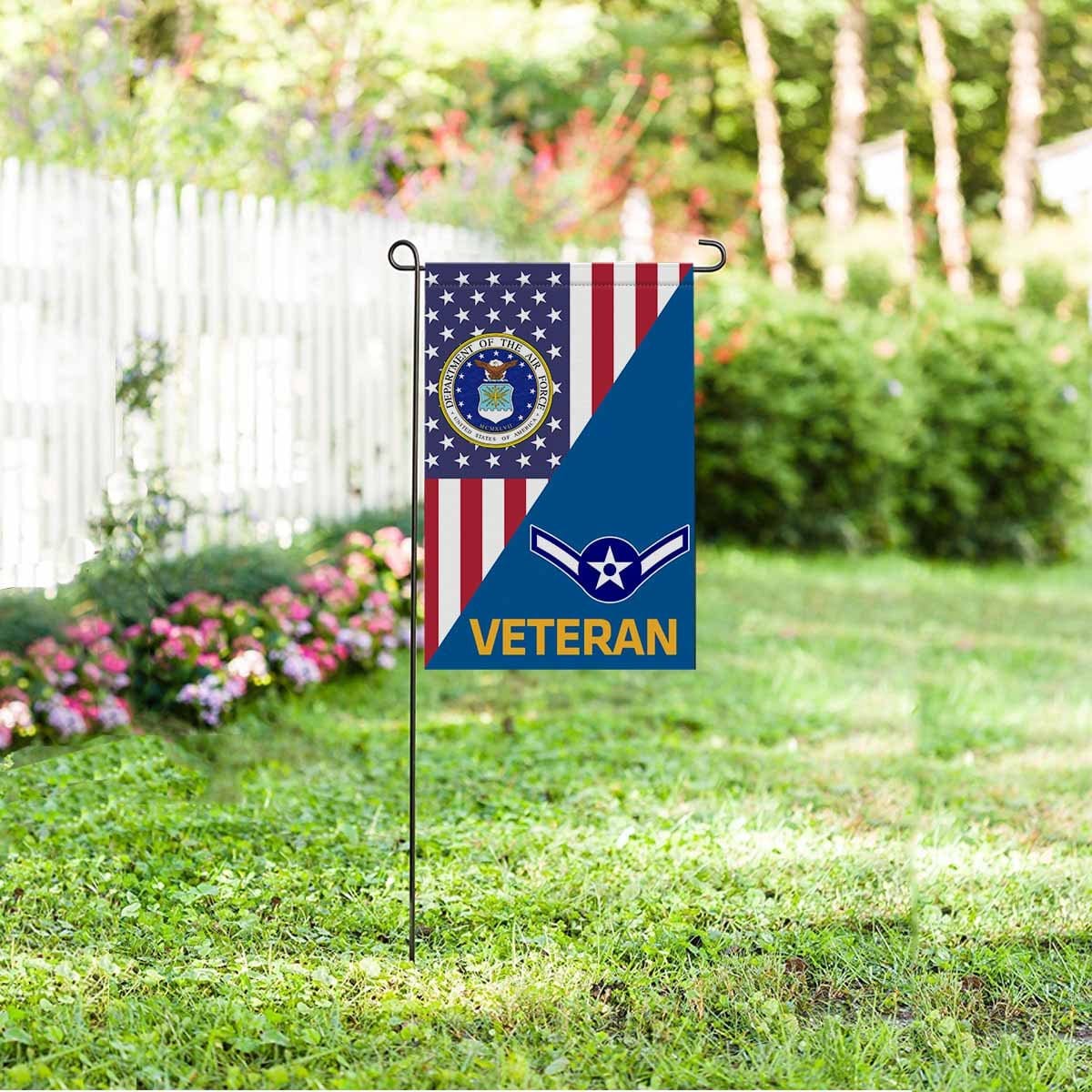 US Air Force E-2 Airman Amn E2 Enlisted Airman Veteran Garden Flag/Yard Flag 12 inches x 18 inches Twin-Side Printing-GDFlag-USAF-Ranks-Veterans Nation