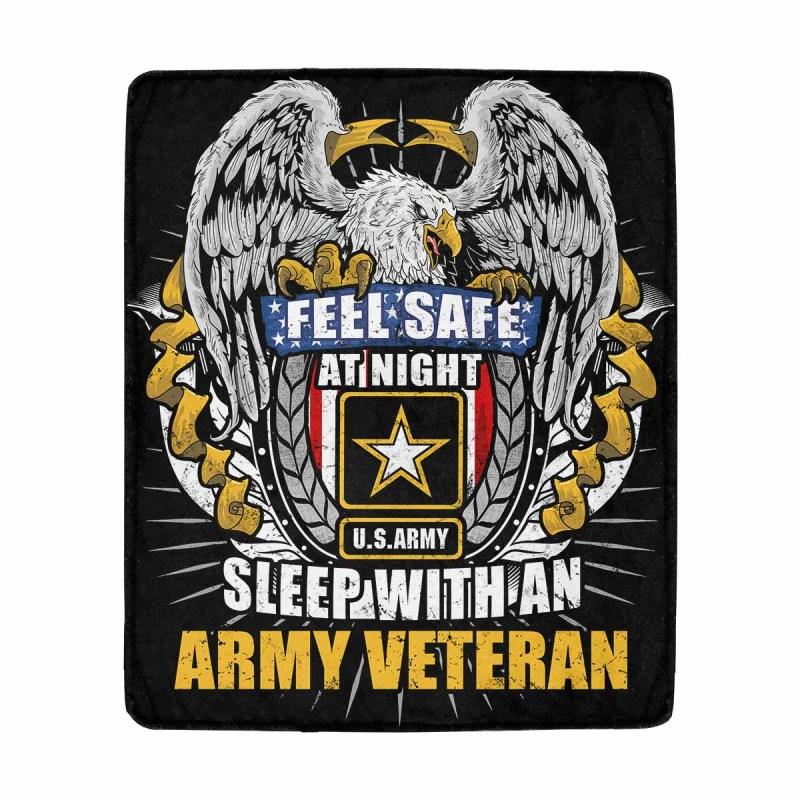 Feel Safe At Night Sleep With An Army Veteran Cozy Plush Fleece Blanket - 60x80-Blankets-Army-Logo-Veterans Nation