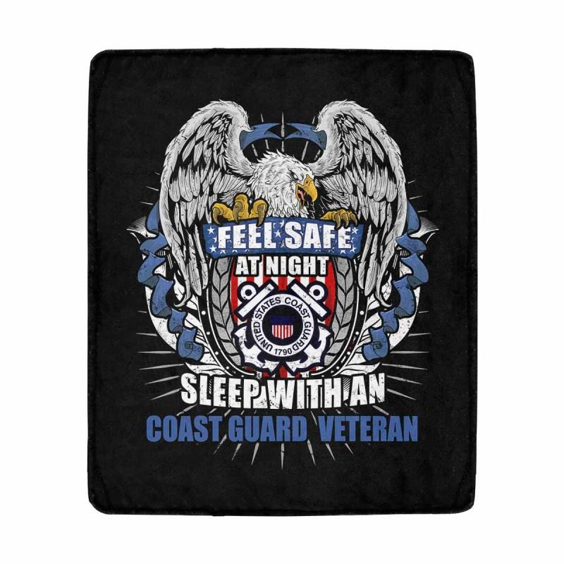 Feel Safe At Night Sleep With A Coast Guard Veteran Cozy Plush Fleece Blanket - 60x80-Blankets-USCG-Logo-Veterans Nation