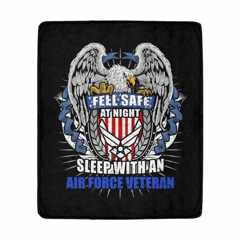 Feel Safe At Night Sleep With An Air Force Veteran Sherpa Blanket - 50x60-Blankets-USAF-Logo-Veterans Nation