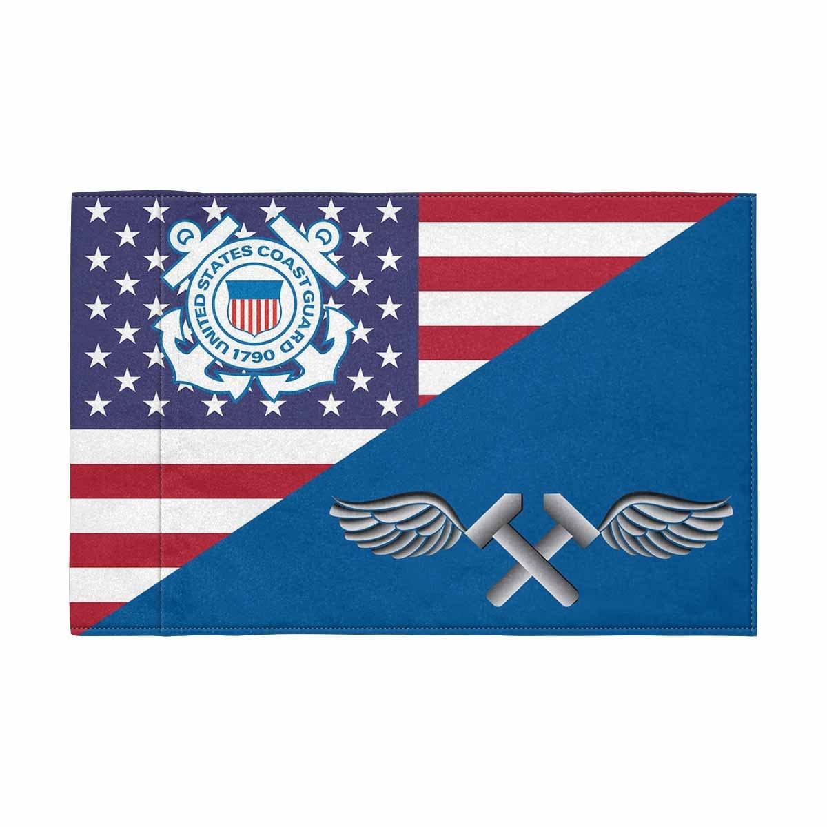 USCG AM Motorcycle Flag 9" x 6" Twin-Side Printing D01-MotorcycleFlag-USCG-Veterans Nation