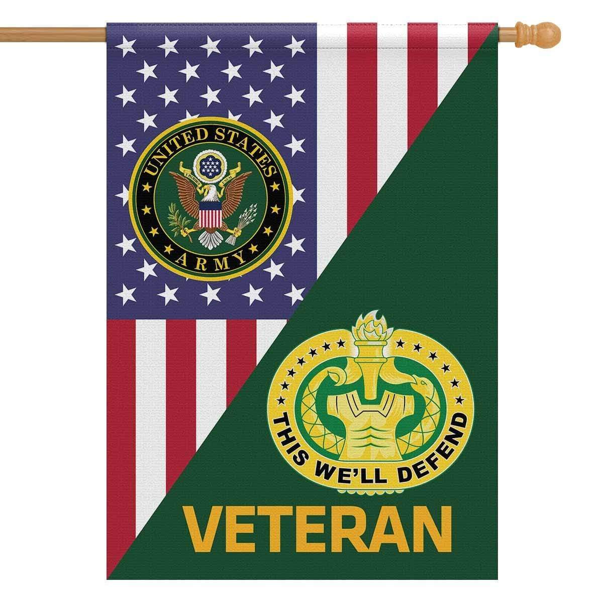 US Army Veteran Insignia With America Flag House Flag 28 Inch x 40 Inch Twin-Side Printing-HouseFlag-Army-Veterans Nation