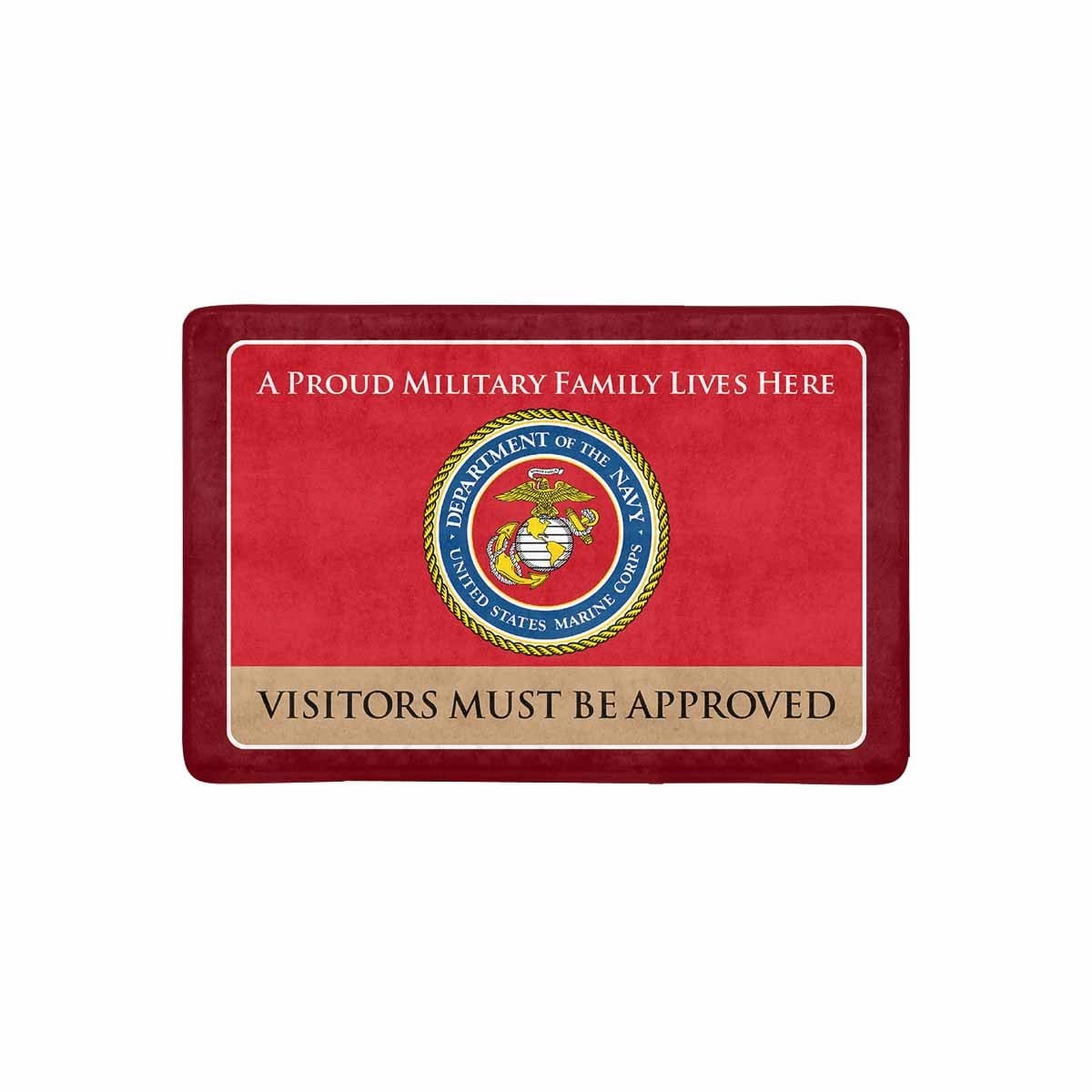 Proud Military Family USMC Doormat -Visitors must be approved-Doormat-USMC-Logo-Veterans Nation