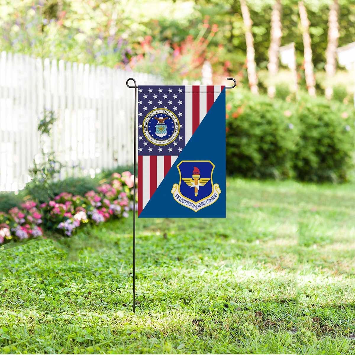 US Air Force Air Education and Training Command Garden Flag/Yard Flag 12 inches x 18 inches Twin-Side Printing-GDFlag-USAF-Shield-Veterans Nation