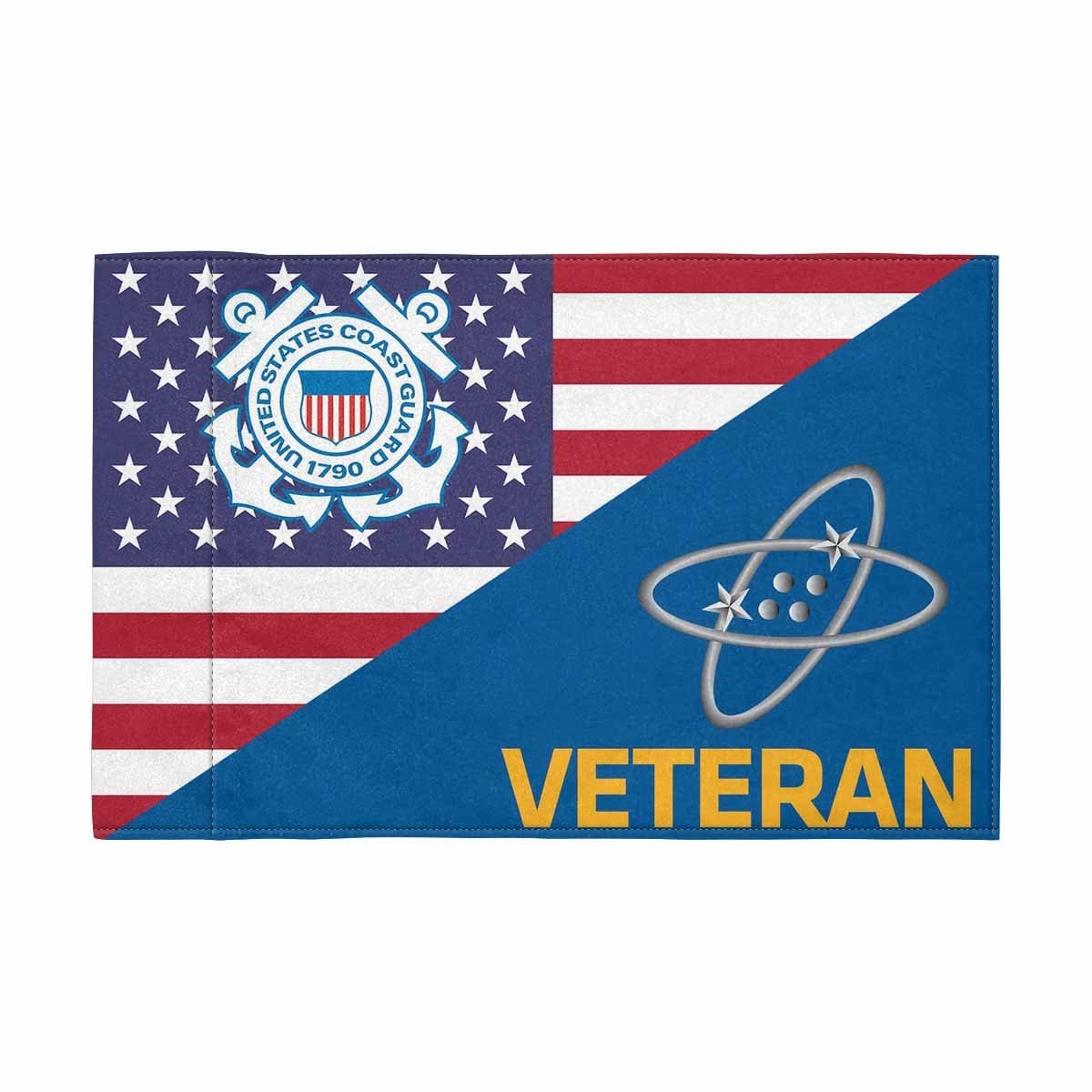 USCG ET Veteran Motorcycle Flag 9" x 6" Twin-Side Printing D01-MotorcycleFlag-USCG-Veterans Nation