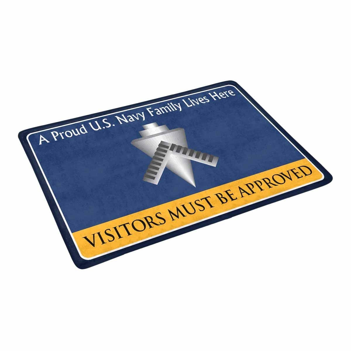 U.S Navy Builder Navy BU Family Doormat - Visitors must be approved (23,6 inches x 15,7 inches)-Doormat-Navy-Rate-Veterans Nation