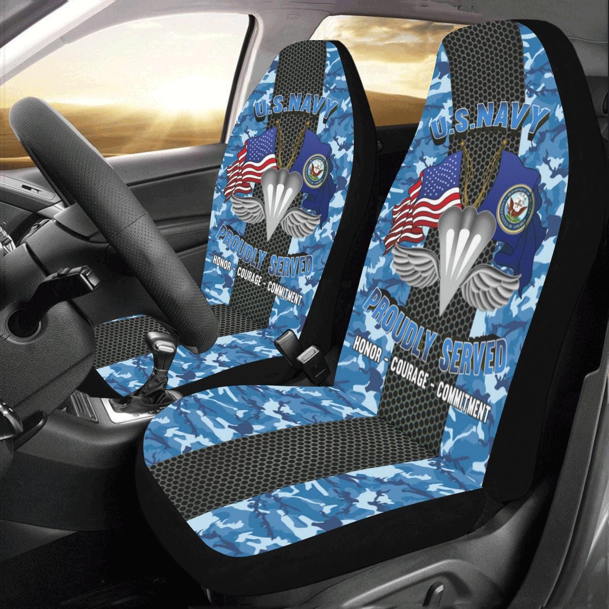 Navy Aircrew Survival Equipmentman Navy PR Car Seat Covers (Set of 2)-SeatCovers-Navy-Rate-Veterans Nation