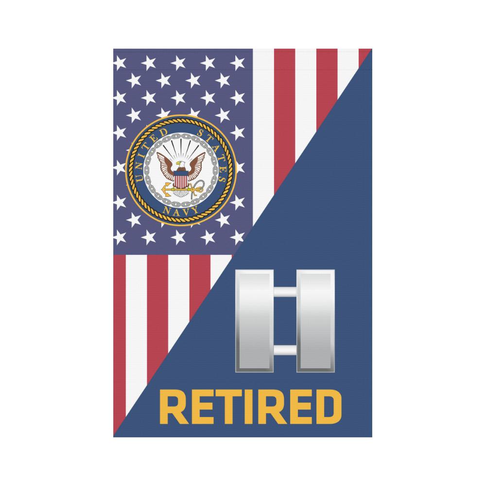 US Navy O-3 Lieutenant O3 LT Junior Officer Retired Garden Flag/Yard Flag 12 inches x 18 inches Twin-Side Printing-GDFlag-Navy-Officer-Veterans Nation