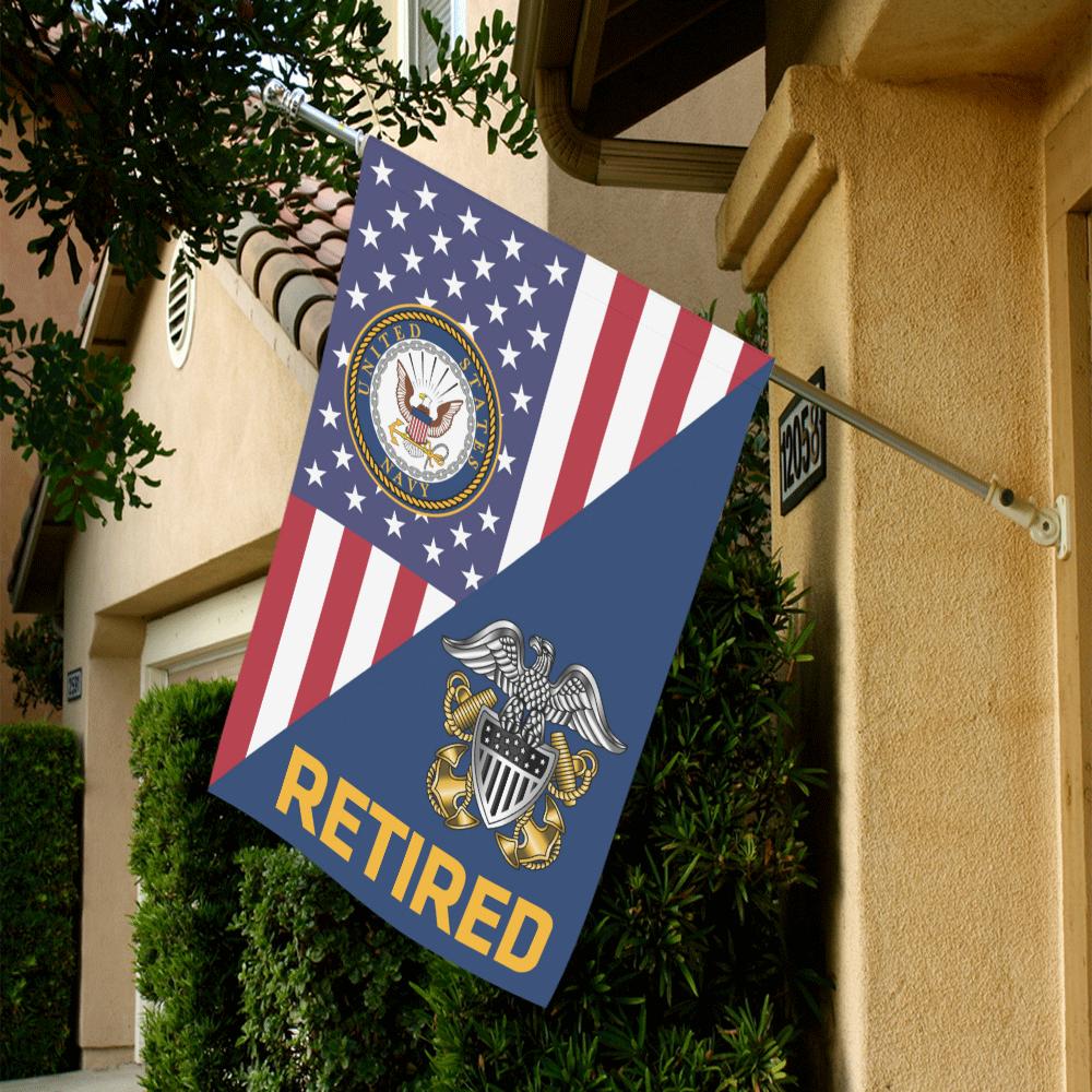 US Navy Officer Cap Device Retired House Flag 28 inches x 40 inches Twin-Side Printing-HouseFlag-Navy-Collar-Veterans Nation