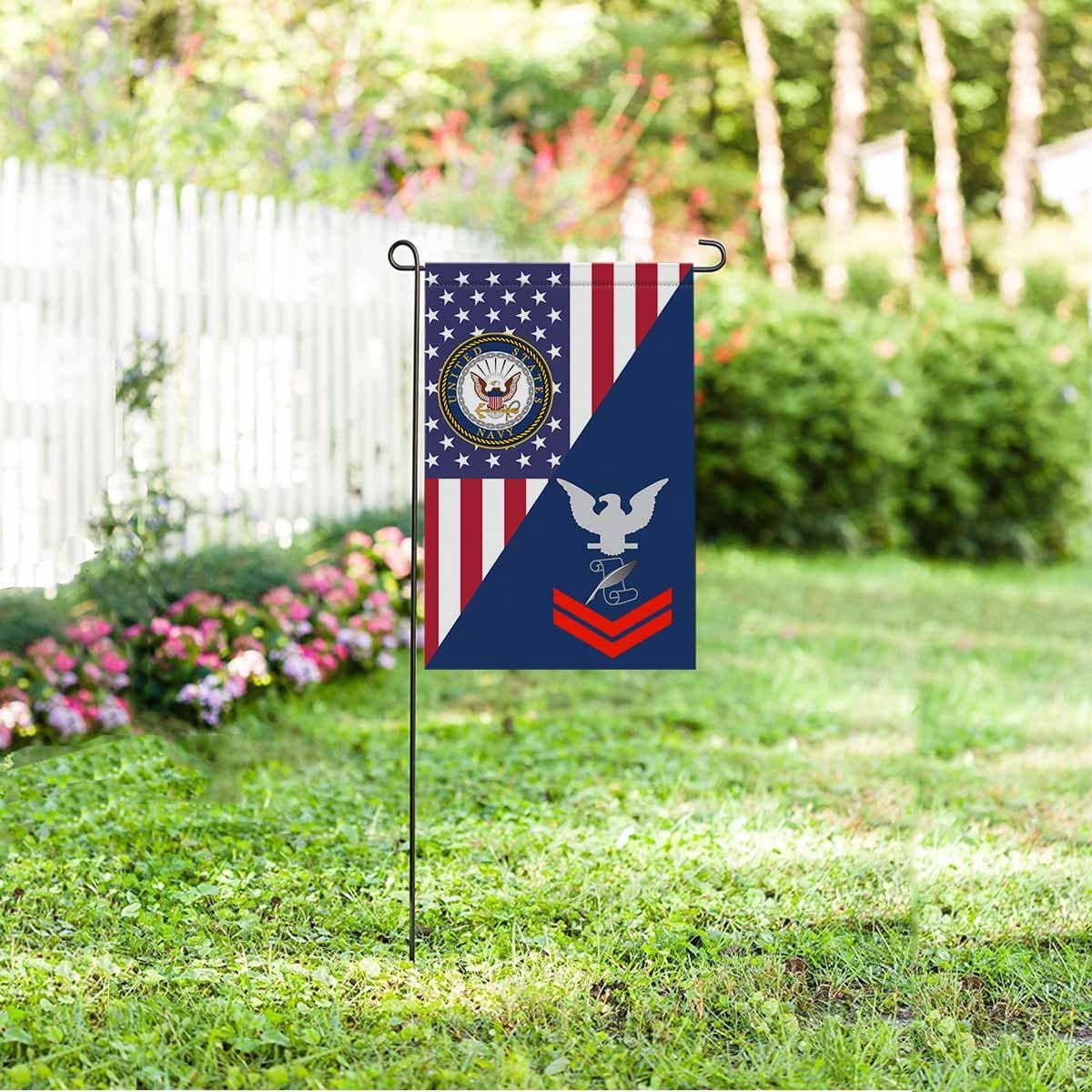 Navy Journalist Navy JO E-5 Red Stripe Garden Flag/Yard Flag 12 inches x 18 inches Twin-Side Printing-GDFlag-Navy-Rating-Veterans Nation