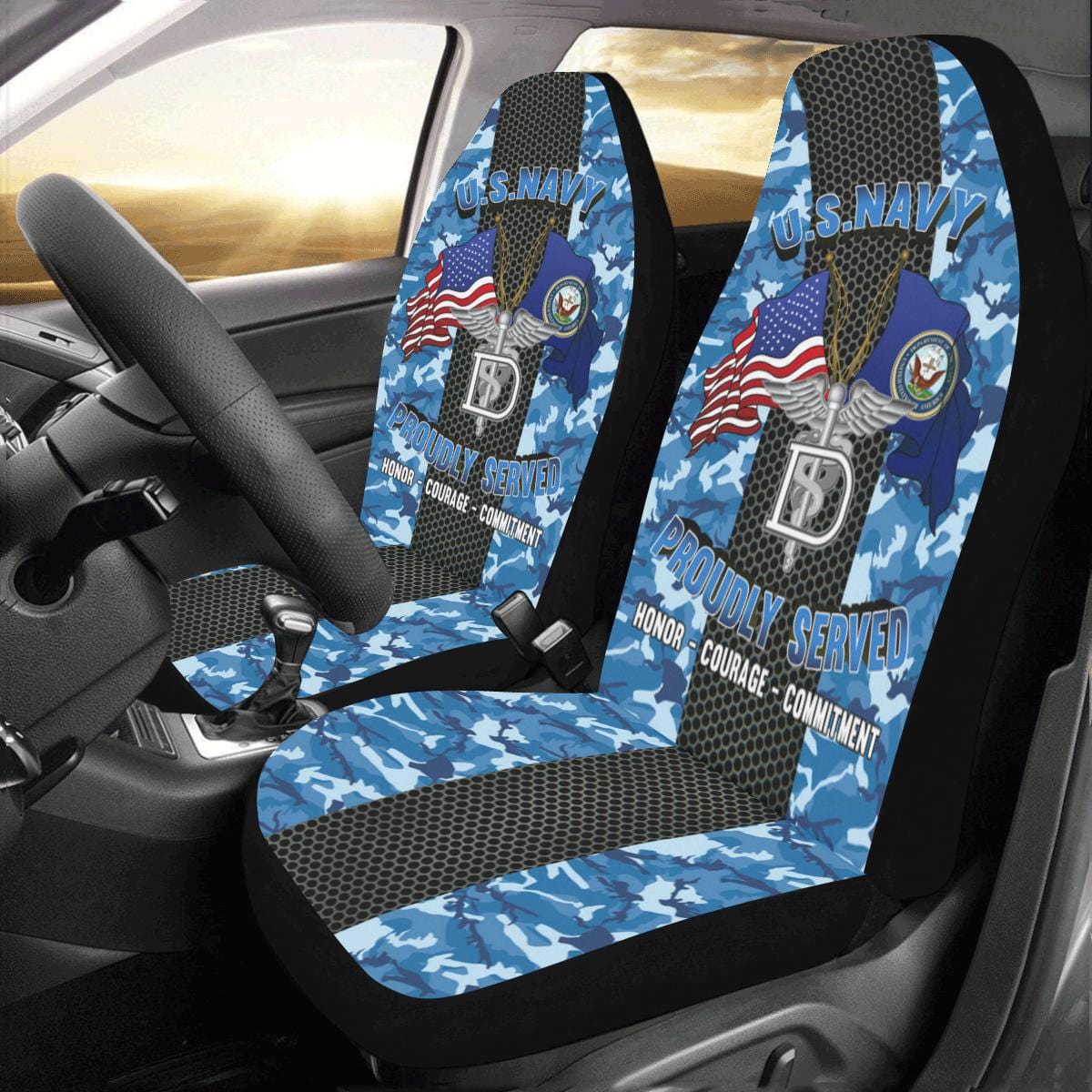 Navy Dental Technician Navy DT Car Seat Covers (Set of 2)-SeatCovers-Navy-Rate-Veterans Nation