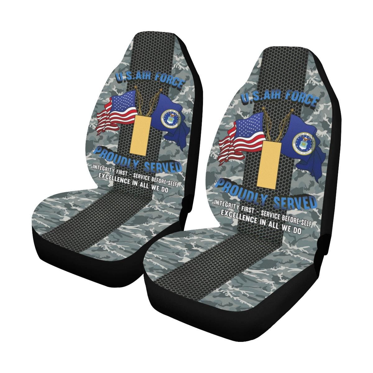 US Air Force O-1 Second Lieutenant 2d Lt O1 Commissioned Officer Car Seat Covers (Set of 2)-SeatCovers-USAF-Ranks-Veterans Nation