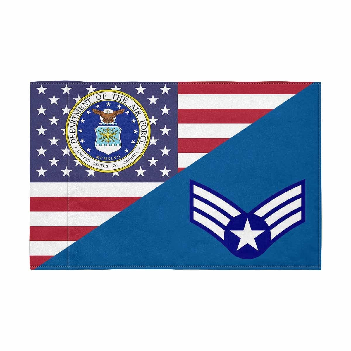 US Air Force E-4 Buck Sergeant Motorcycle Flag 9" x 6" Twin-Side Printing D01-MotorcycleFlag-USAF-Veterans Nation