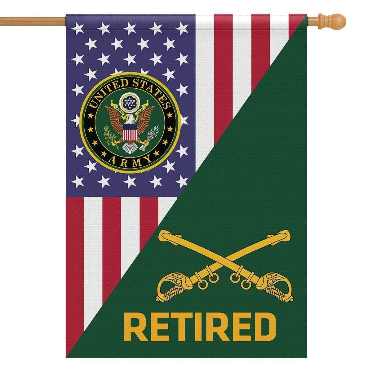 US Army Retired Insignia With America Flag House Flag 28 Inch x 40 Inch Twin-Side Printing-HouseFlag-Army-Veterans Nation