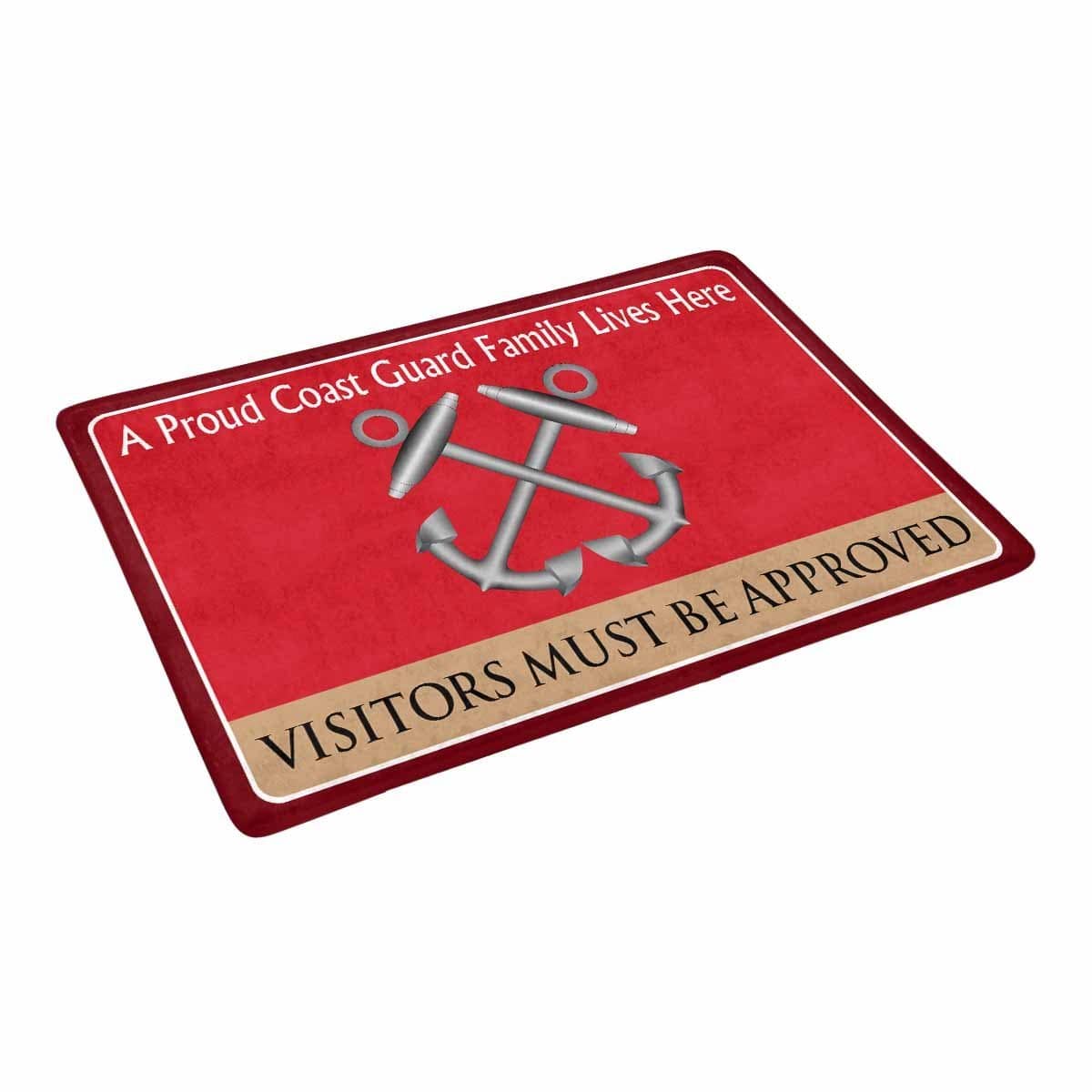 US Coast Guard Boatswains Mate BM Logo Family Doormat - Visitors must be approved (23.6 inches x 15.7 inches)-Doormat-USCG-Rate-Veterans Nation