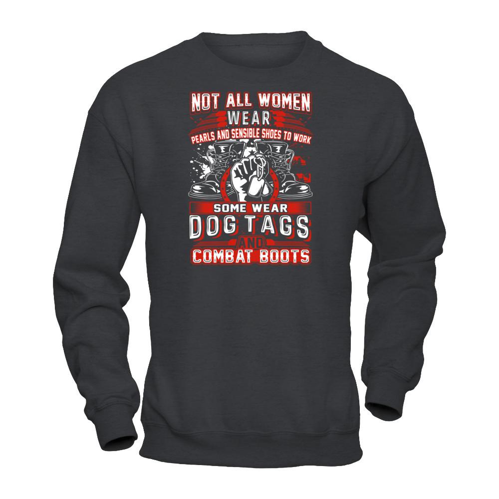 Military T-Shirt "Veteran - The Woman Vet Wear Dog Tags Ang Combat Boots"-TShirt-General-Veterans Nation