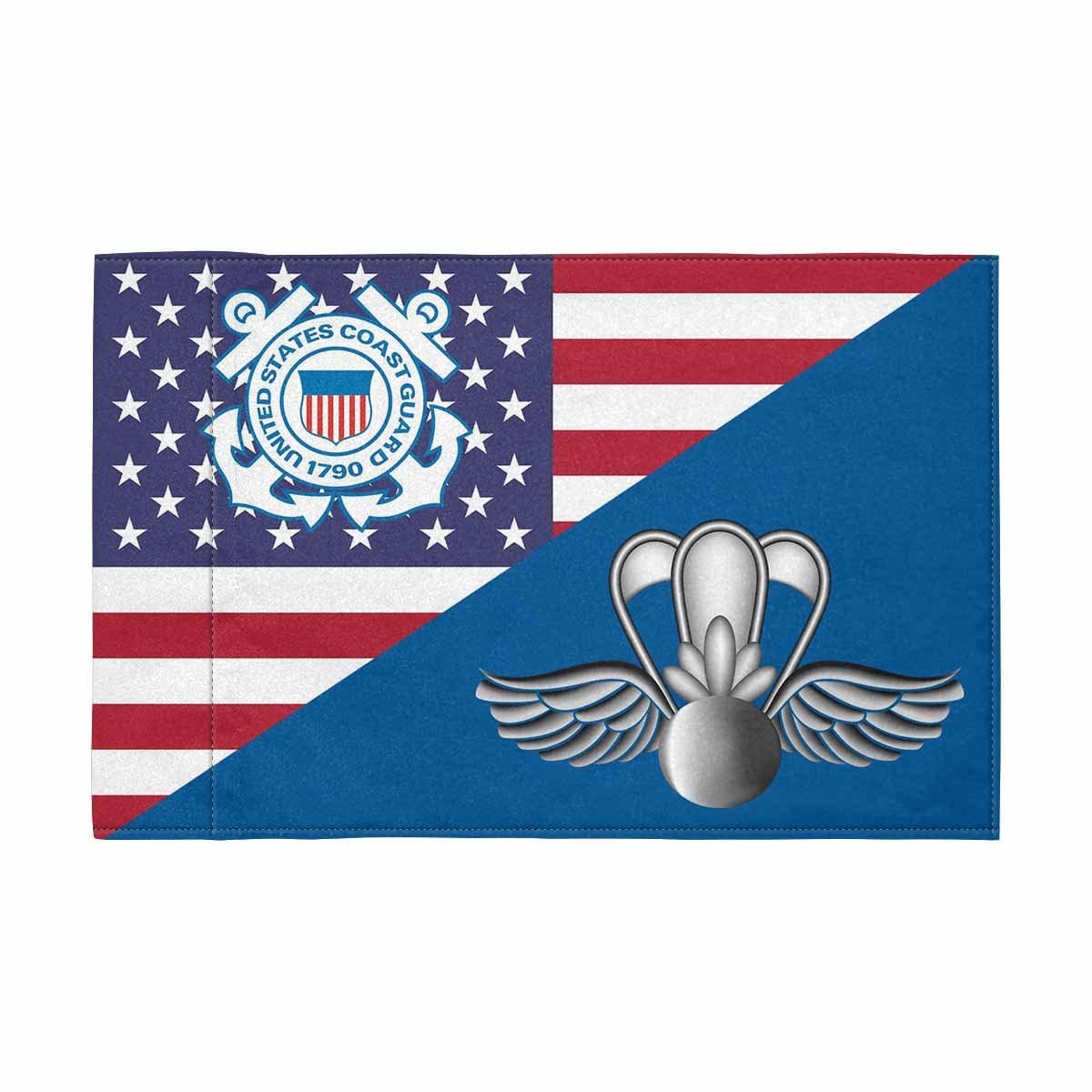 USCG AST Motorcycle Flag 9" x 6" Twin-Side Printing D01-MotorcycleFlag-USCG-Veterans Nation