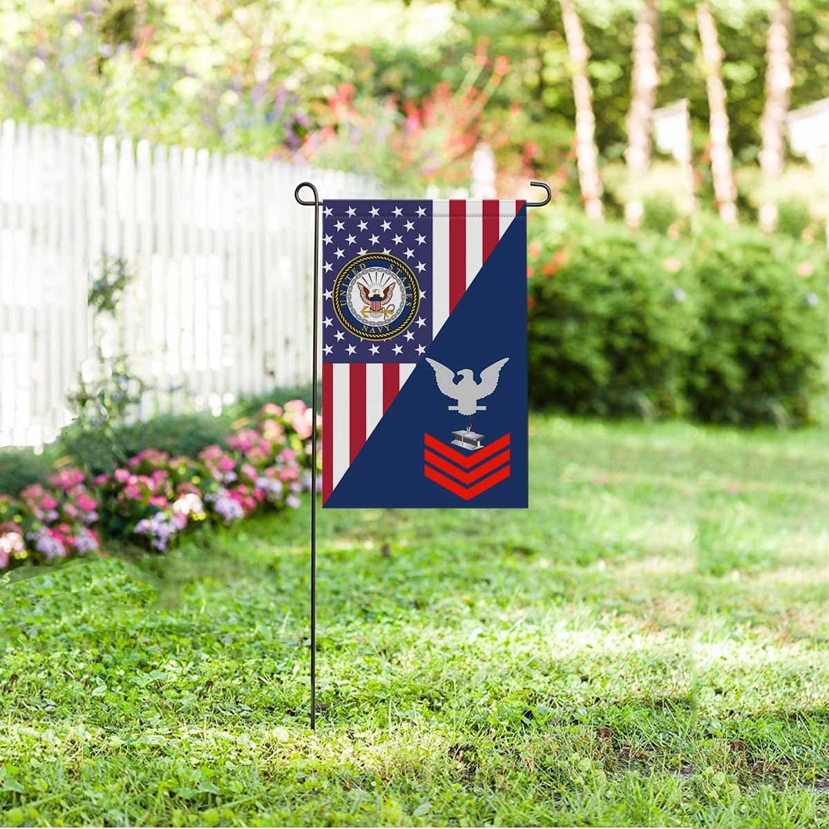 Navy Steelworker Navy SW E-6 Red Stripe Garden Flag/Yard Flag 12 inches x 18 inches Twin-Side Printing-GDFlag-Navy-Rating-Veterans Nation