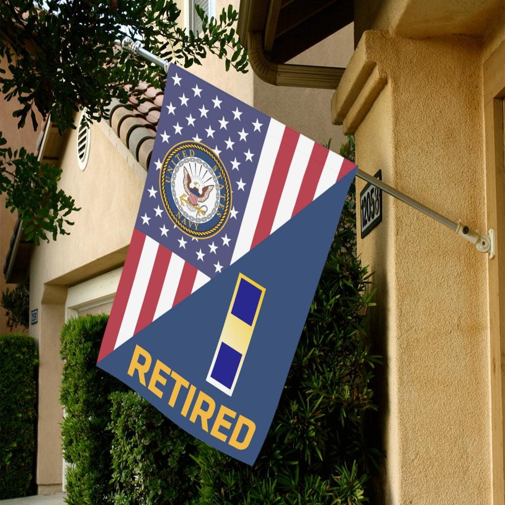 US Navy W-1 Warrant Officer W1 WO1 Retired House Flag 28 inches x 40 inches Twin-Side Printing-HouseFlag-Navy-Officer-Veterans Nation