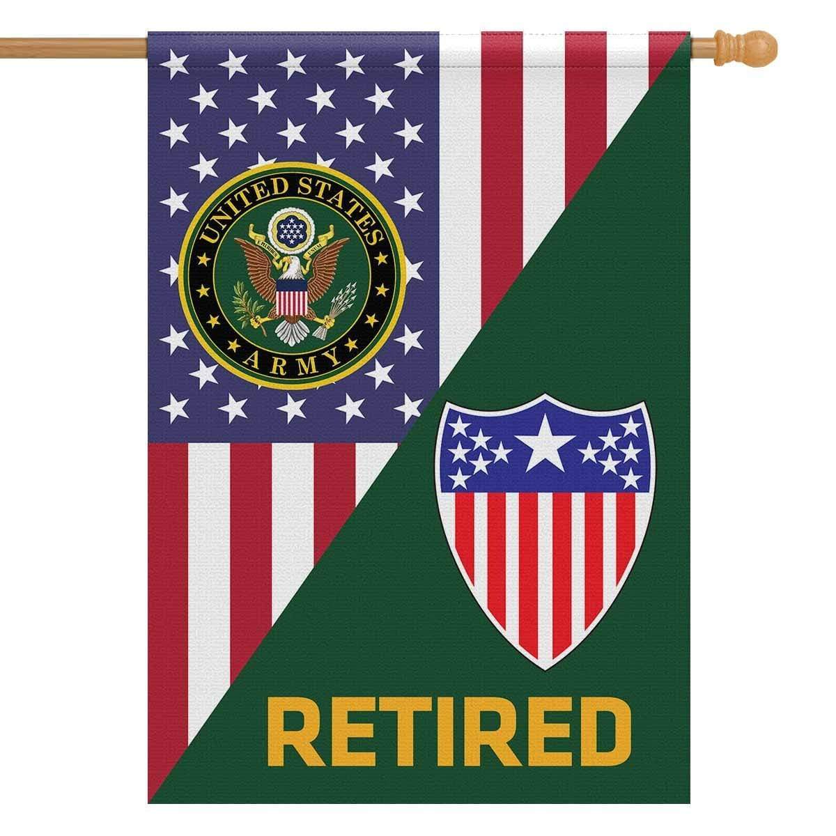 US Army Retired Insignia With America Flag House Flag 28 Inch x 40 Inch Twin-Side Printing-HouseFlag-Army-Veterans Nation