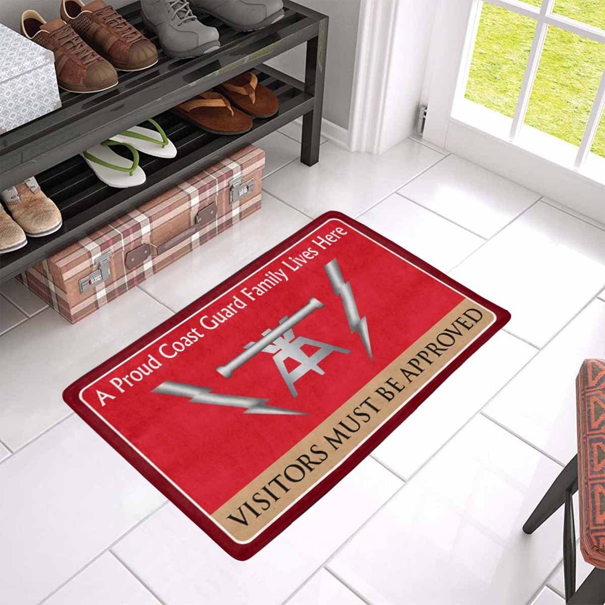 US Coast Guard Fire Control Technician FT Logo Family Doormat - Visitors must be approved (23.6 inches x 15.7 inches)-Doormat-USCG-Rate-Veterans Nation