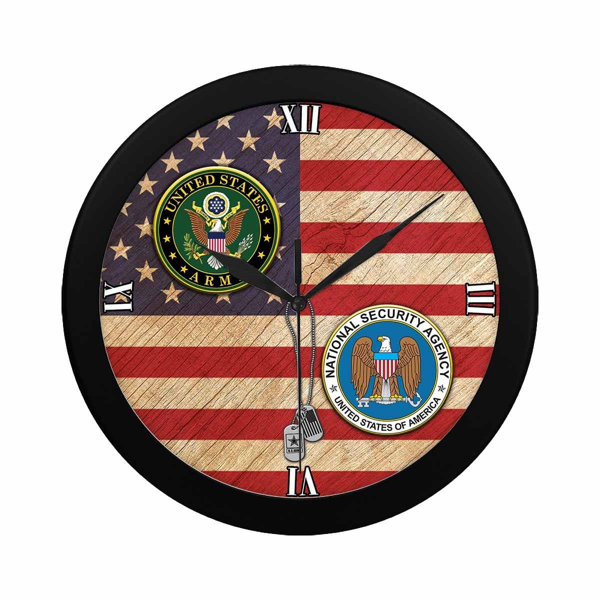 U.S National Security Agency Black Wall Clock-WallClocks-Army-Branch-Veterans Nation