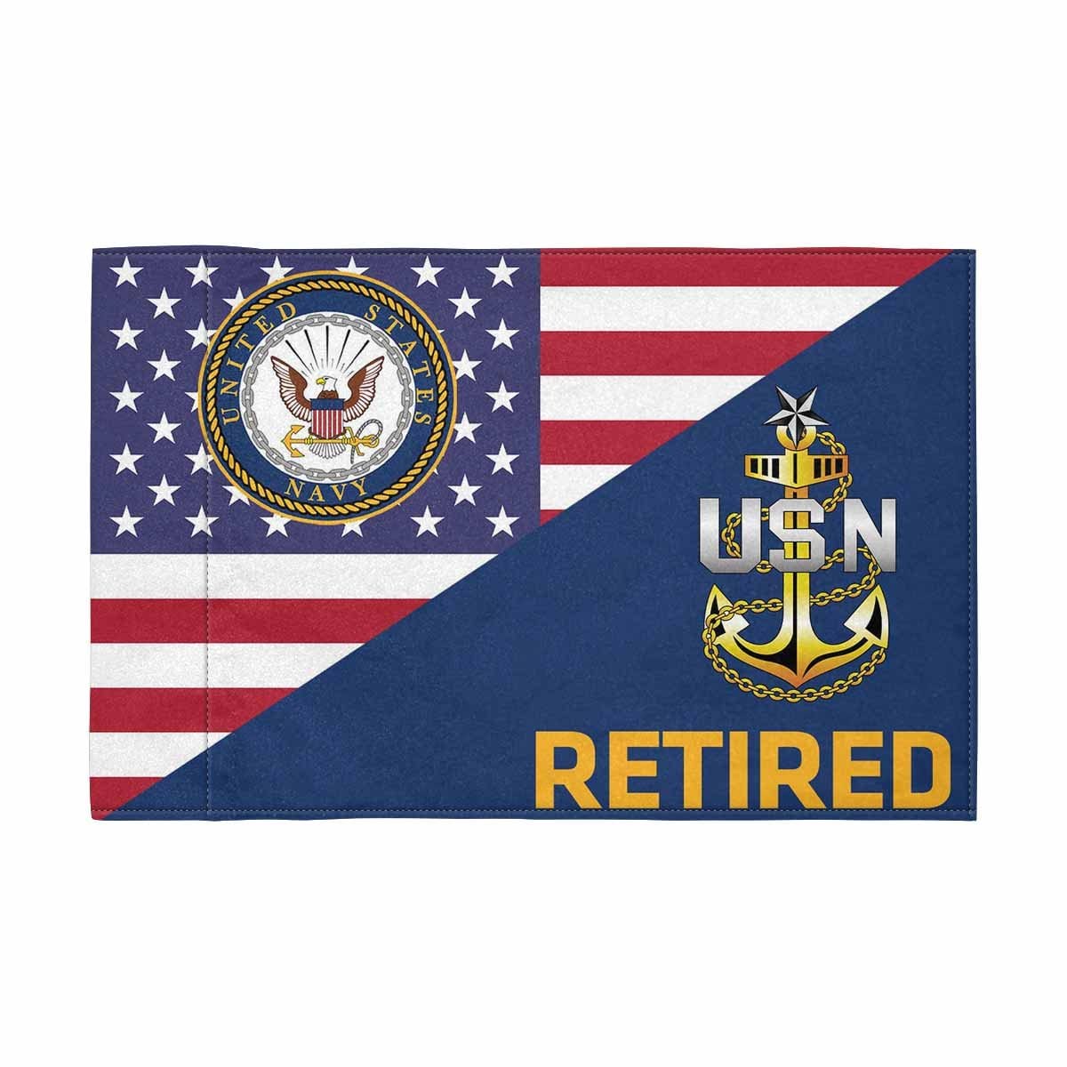 US Navy E-8 Collar Device Retired Motorcycle Flag 9" x 6" Twin-Side Printing D01-MotorcycleFlag-Navy-Veterans Nation