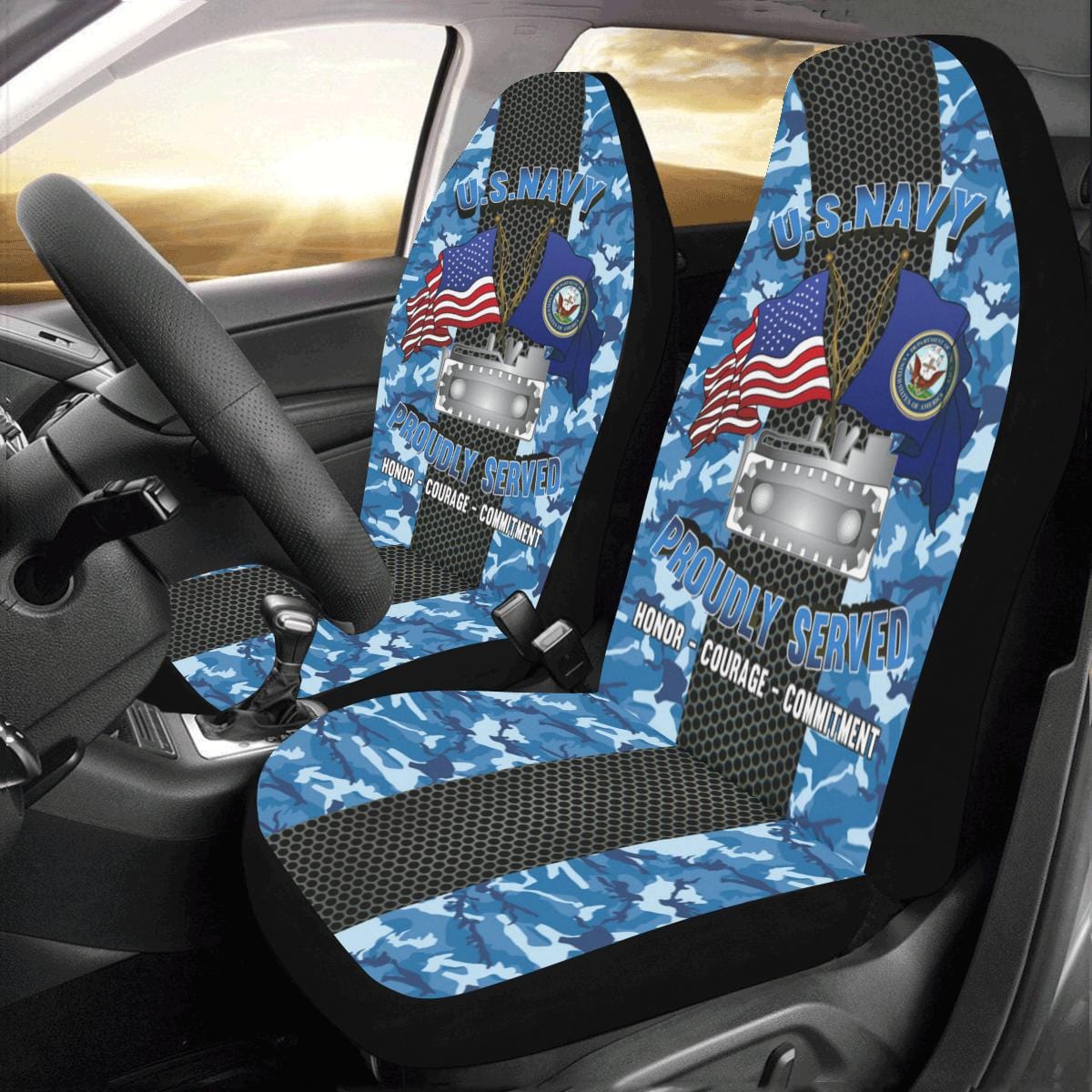 Navy Equipment Operator Navy EO Car Seat Covers (Set of 2)-SeatCovers-Navy-Rate-Veterans Nation