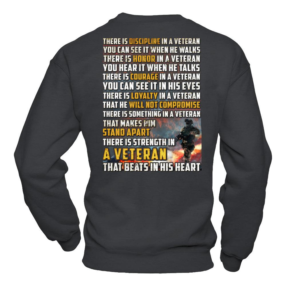 Military T-Shirt "Veteran - Beats in His Heart"-TShirt-General-Veterans Nation