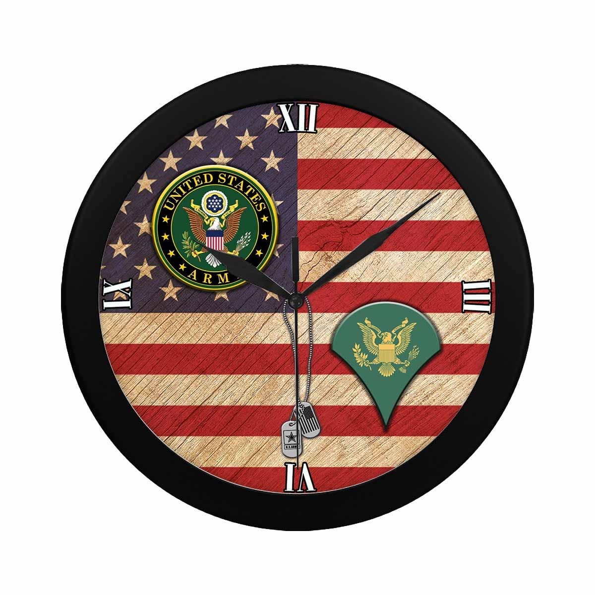 US Army E-4 SPC Wall Clock-WallClocks-Army-Ranks-Veterans Nation