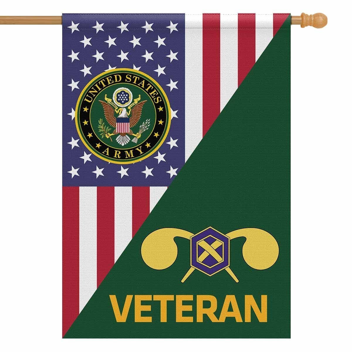 US Army Veteran Insignia With America Flag House Flag 28 Inch x 40 Inch Twin-Side Printing-HouseFlag-Army-Veterans Nation