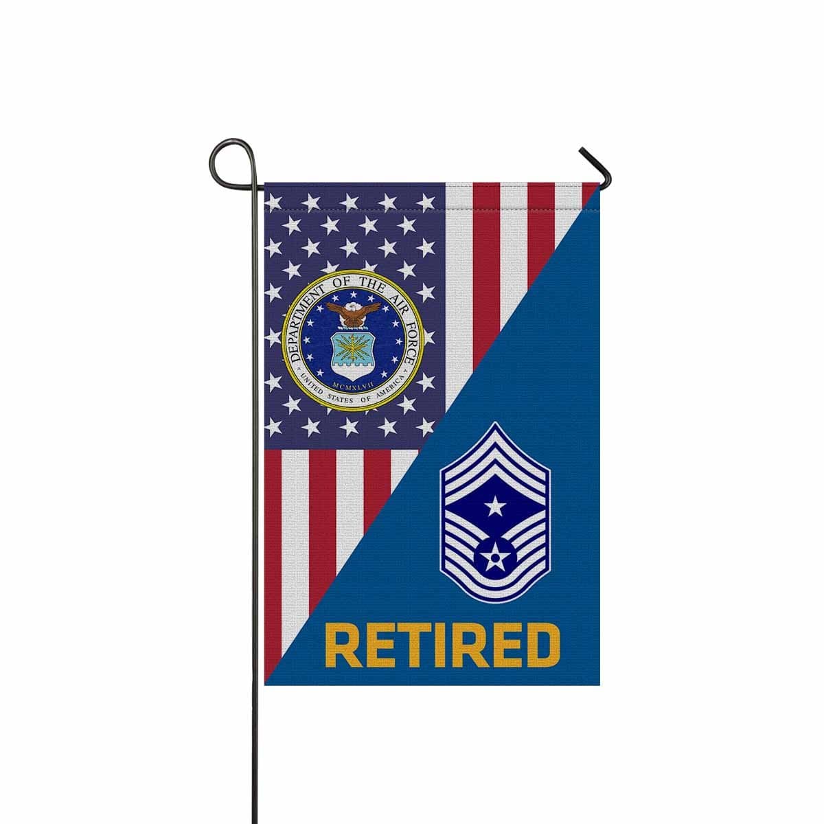 US Air Force E-9 Command Chief Master Sergeant CCM E9 Noncommissioned Officer Retired Garden Flag/Yard Flag 12 inches x 18 inches Twin-Side Printing-GDFlag-USAF-Ranks-Veterans Nation