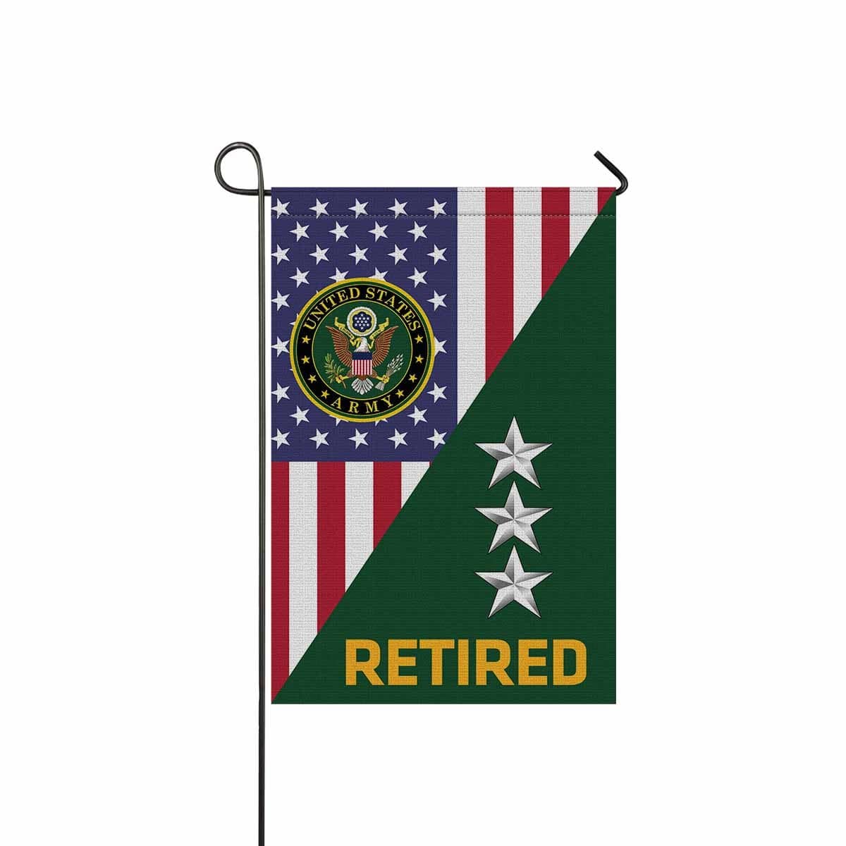 US Army O-9 Lieutenant General O9 LTG General Officer Retired Garden Flag/Yard Flag 12 inches x 18 inches Twin-Side Printing-GDFlag-Army-Ranks-Veterans Nation