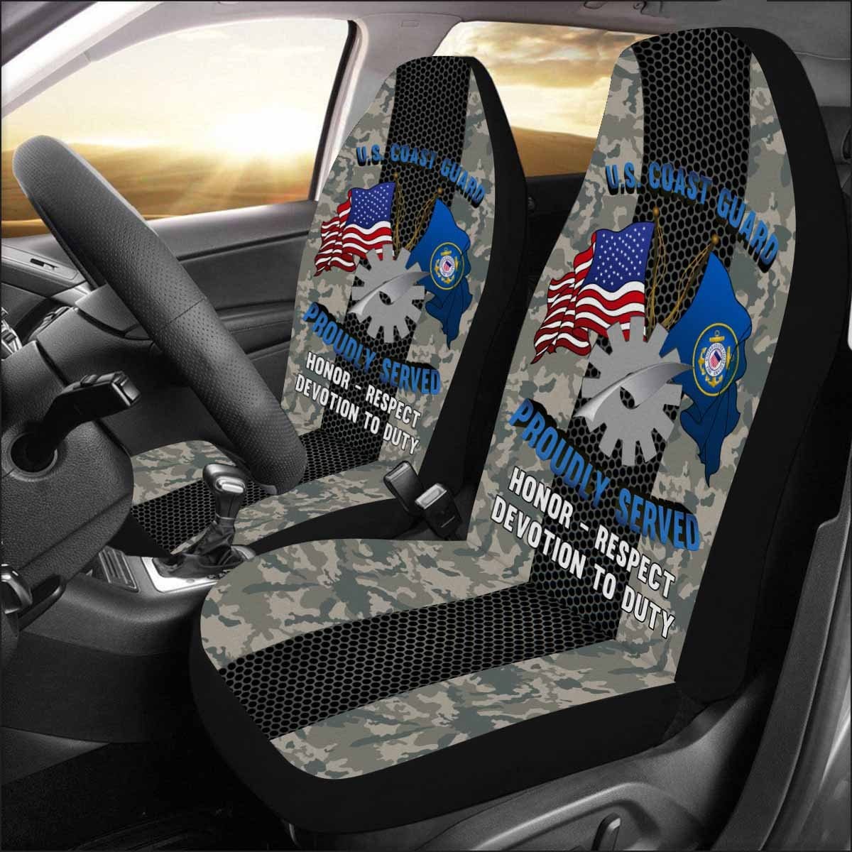 US Coast Guard Data Processing Technician DP Logo Proudly Served - Car Seat Covers (Set of 2)-SeatCovers-USCG-Rate-Veterans Nation