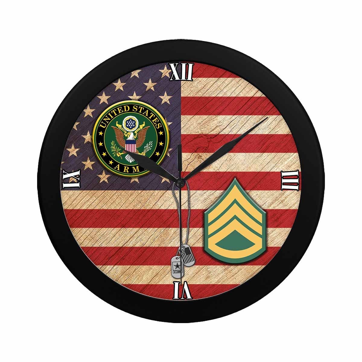 US Army E-6 Staff Sergeant E6 SSG Wall Clock-WallClocks-Army-Ranks-Veterans Nation