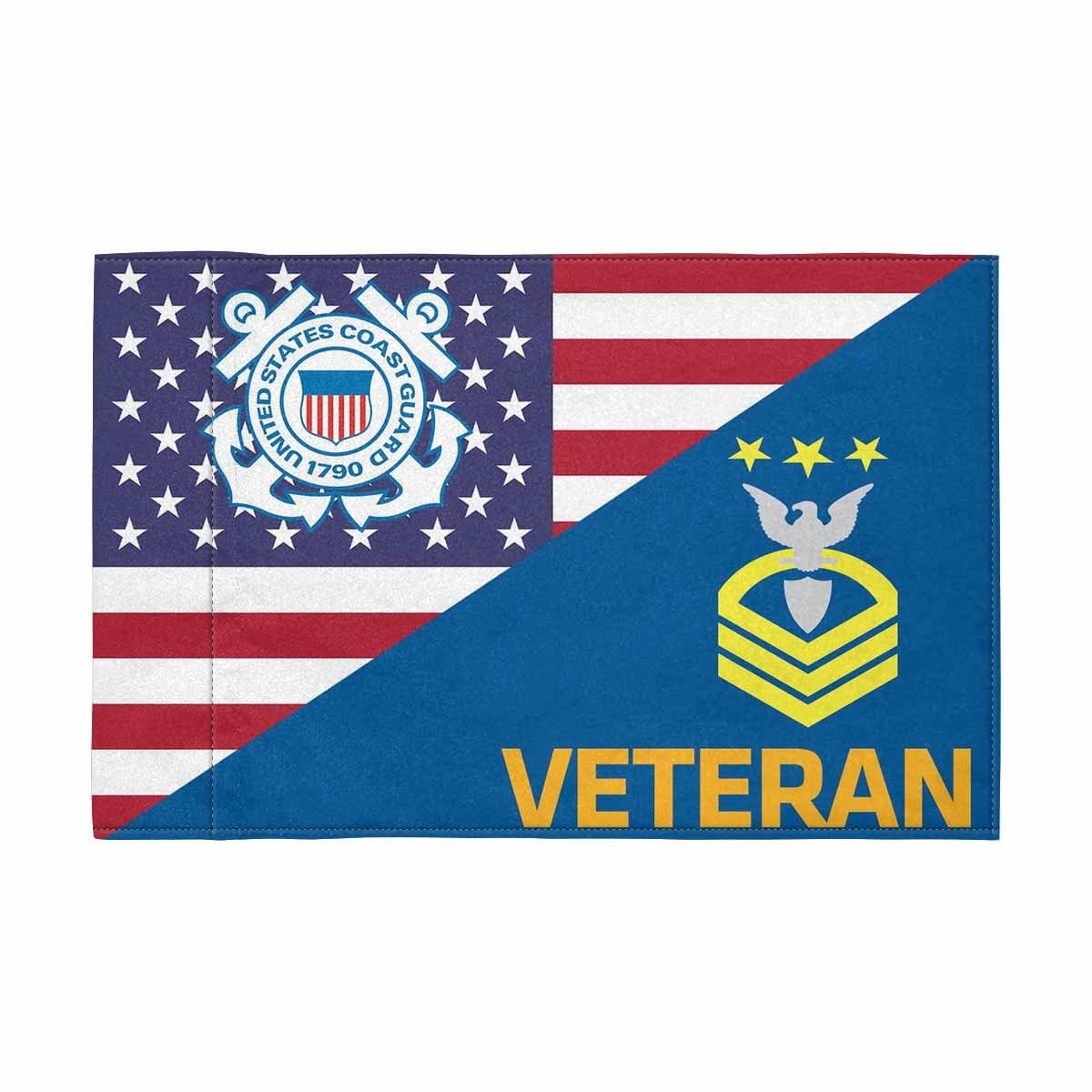 US Coast Guard E-9 MCPOC Collar Device Veteran Motorcycle Flag 9" x 6" Twin-Side Printing D01-MotorcycleFlag-USCG-Veterans Nation