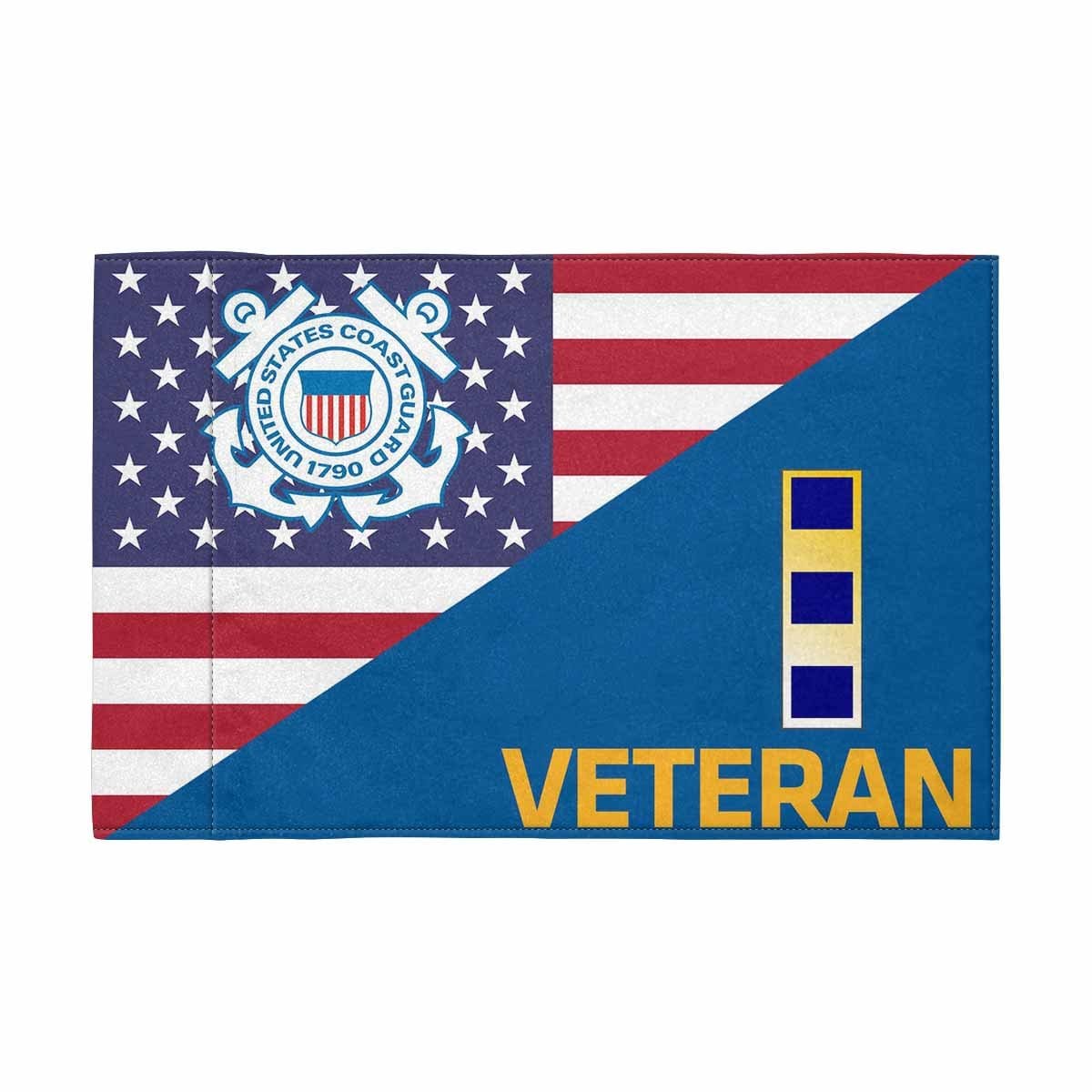 USCG W-2 Veteran Motorcycle Flag 9" x 6" Twin-Side Printing D01-MotorcycleFlag-USCG-Veterans Nation