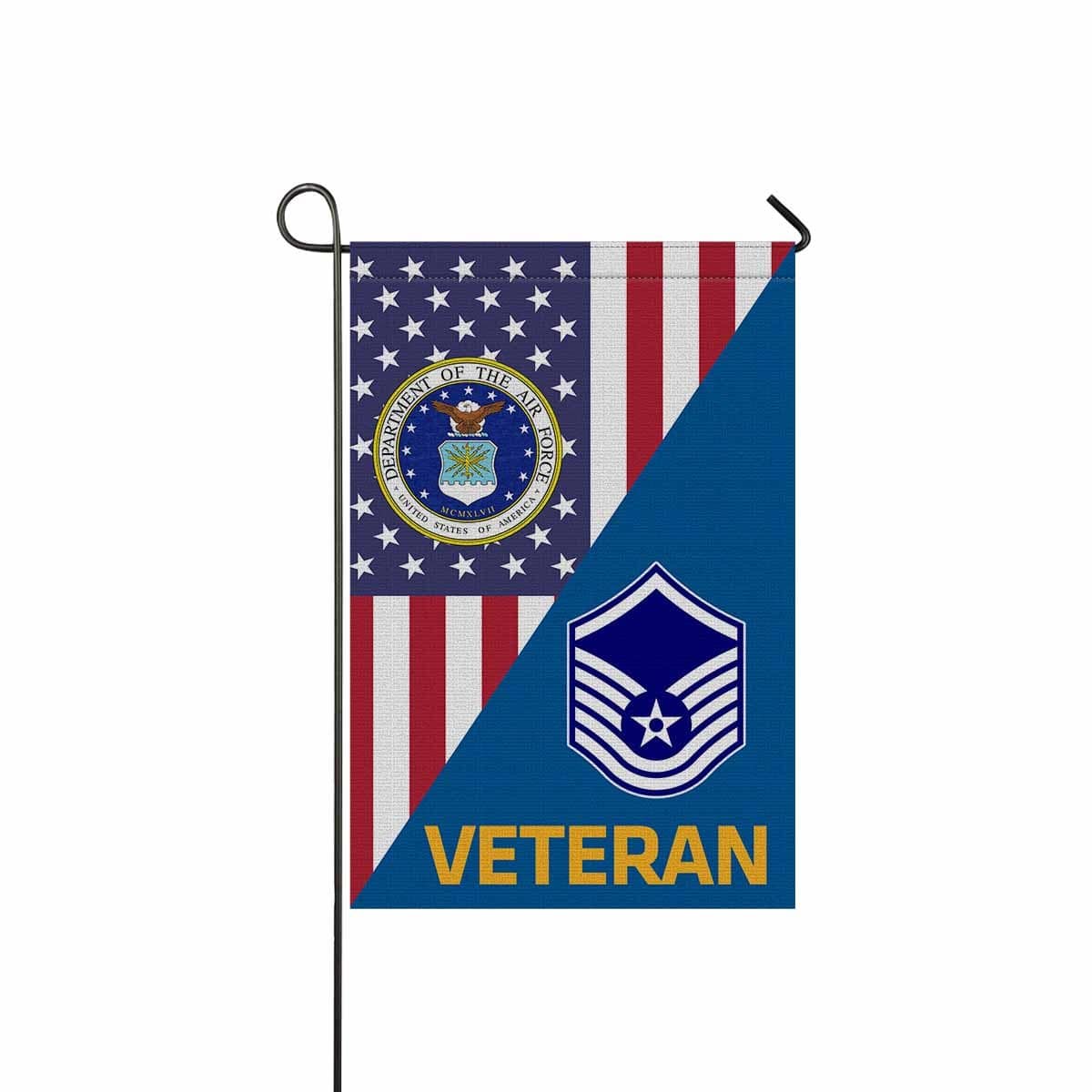 US Air Force E-7 Master Sergeant MSgt E7 Noncommissioned Officer Veteran Garden Flag/Yard Flag 12 inches x 18 inches Twin-Side Printing-GDFlag-USAF-Ranks-Veterans Nation