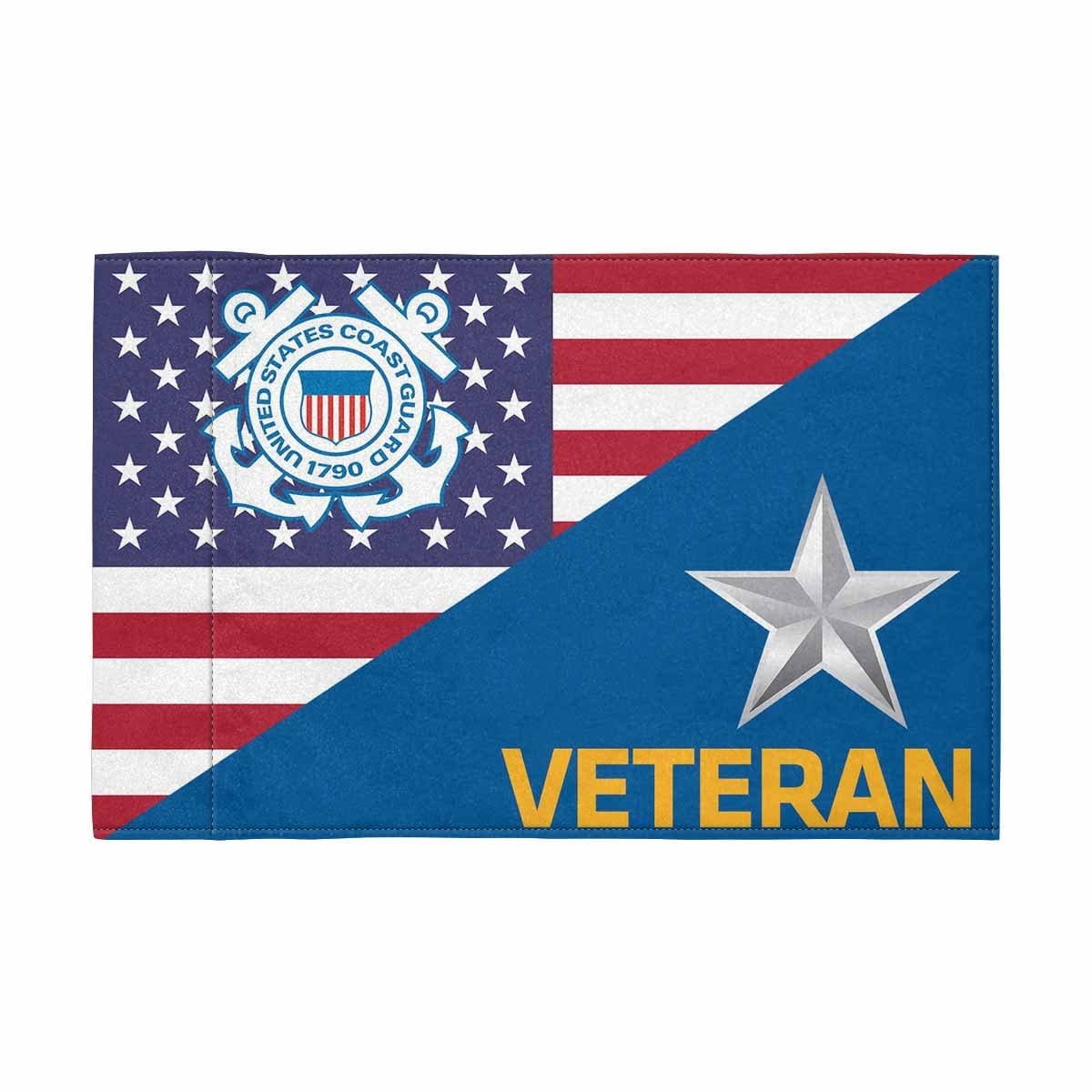 USCG O-7 Veteran Motorcycle Flag 9" x 6" Twin-Side Printing D01-MotorcycleFlag-USCG-Veterans Nation