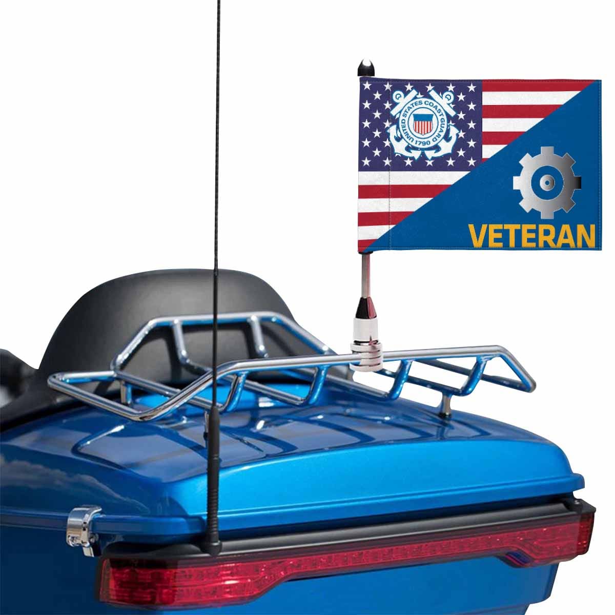 USCG MK Veteran Motorcycle Flag 9" x 6" Twin-Side Printing D01-MotorcycleFlag-USCG-Veterans Nation