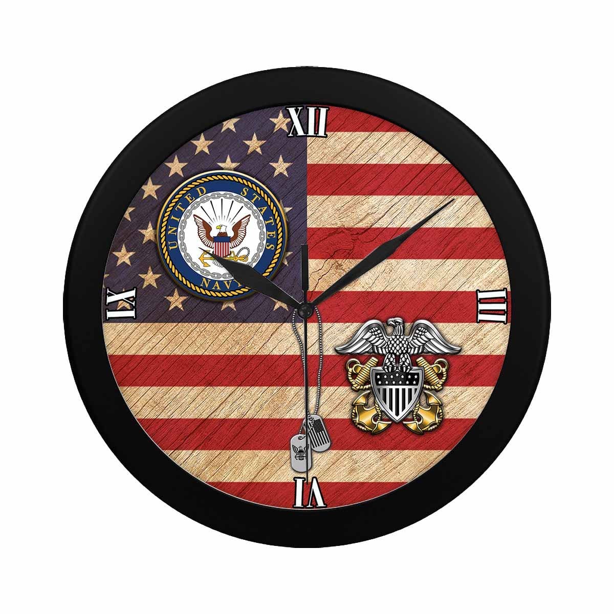 US Navy Officer Cap Device Wall Clock-WallClocks-Navy-Collar-Veterans Nation