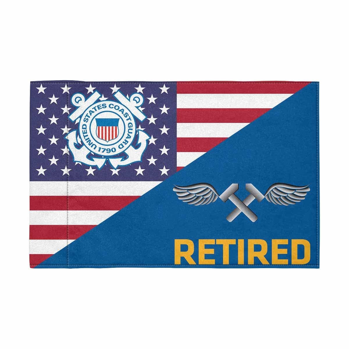 USCG AM Retired Motorcycle Flag 9" x 6" Twin-Side Printing D01-MotorcycleFlag-USCG-Veterans Nation