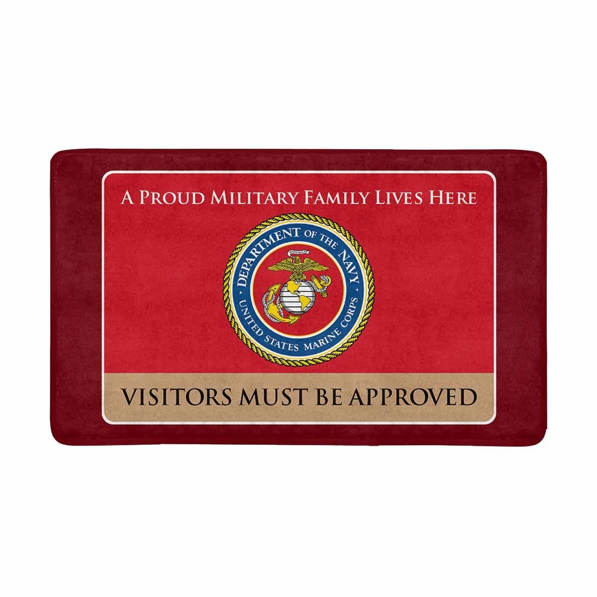 Proud Military Family USMC Doormat -Visitors must be approved-Doormat-USMC-Logo-Veterans Nation