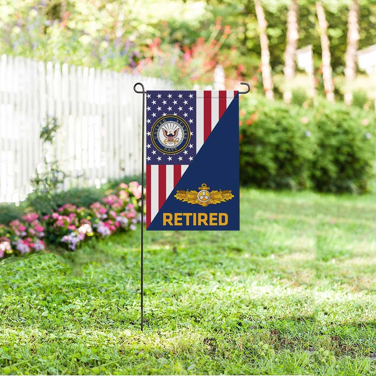 US Navy Engineering Duty Officer Retired Garden Flag/Yard Flag 12 inches x 18 inches Twin-Side Printing-GDFlag-Navy-Badge-Veterans Nation