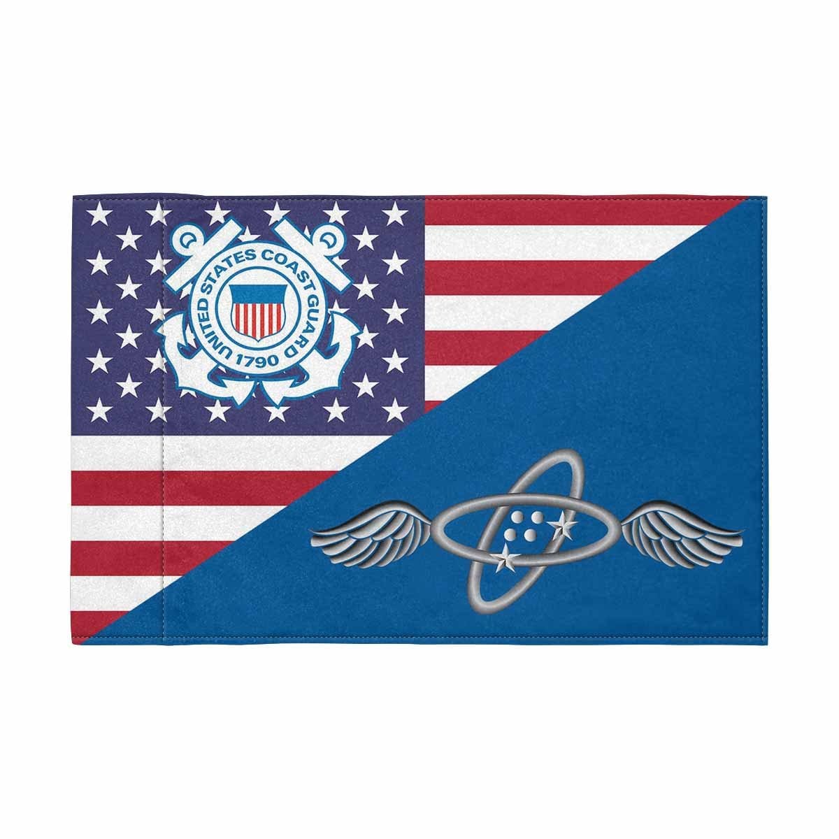 USCG AET Motorcycle Flag 9" x 6" Twin-Side Printing D01-MotorcycleFlag-USCG-Veterans Nation