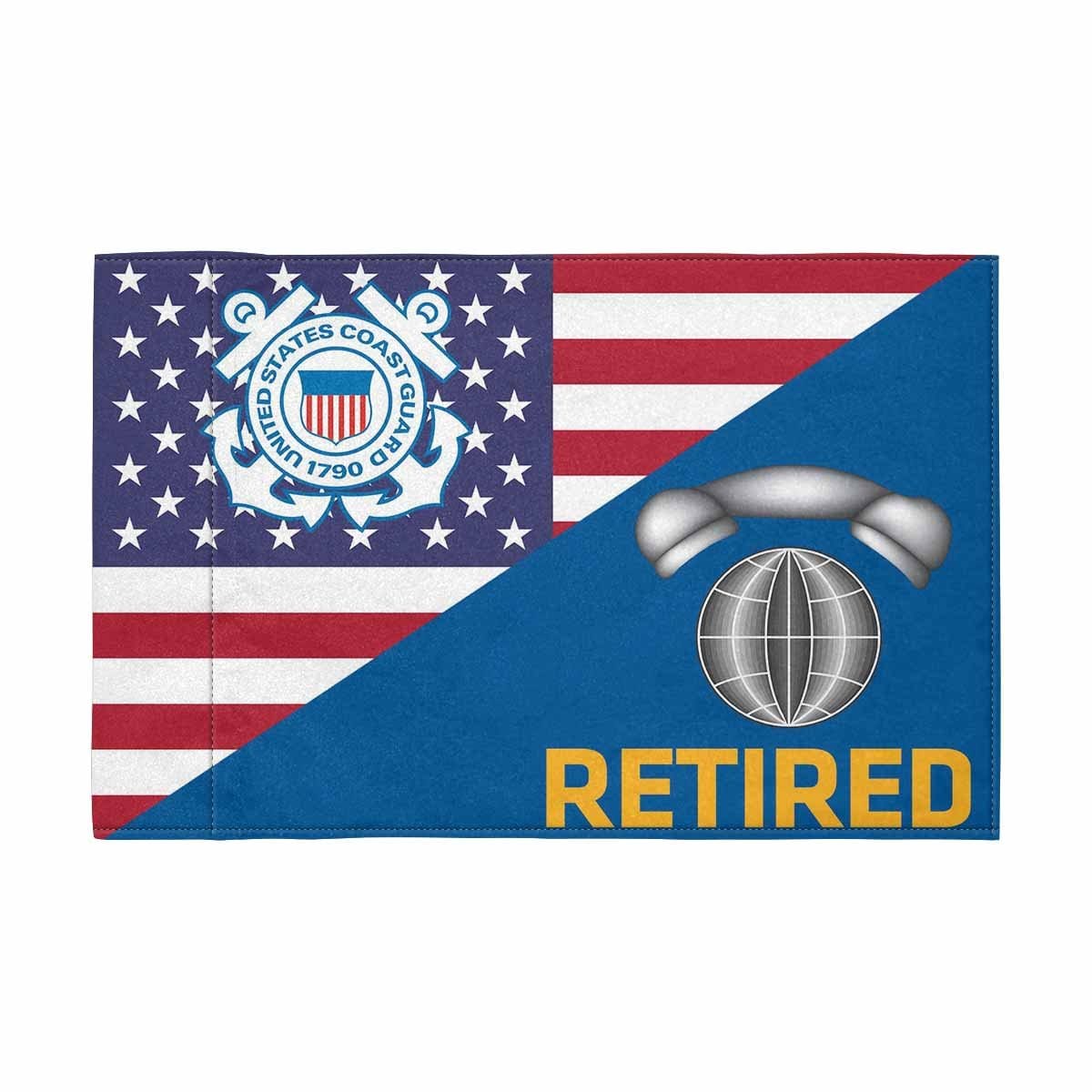 USCG IT Retired Motorcycle Flag 9" x 6" Twin-Side Printing D01-MotorcycleFlag-USCG-Veterans Nation